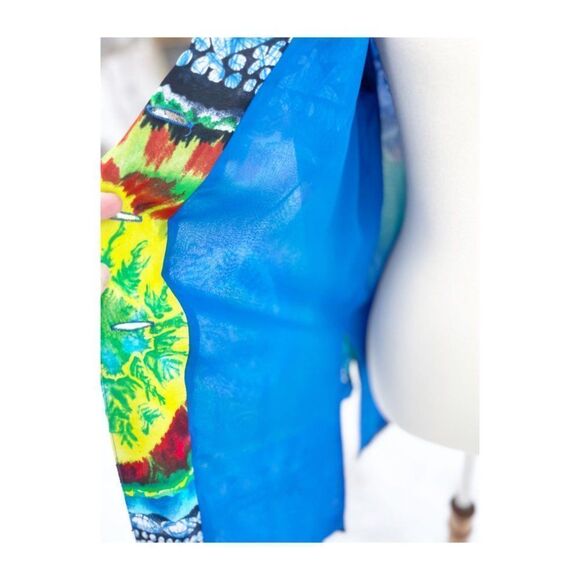 80s Platinum by Dorothy Schoelen Pop Art Chiffon Jacket Blazer Mixed Print Neon - Picture 9 of 13